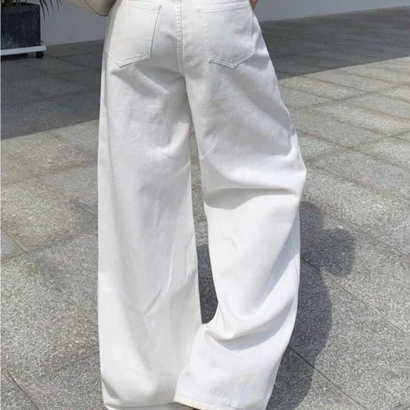 High-Rise White Wide-Leg Jeans for Women - Picture 2 of 3